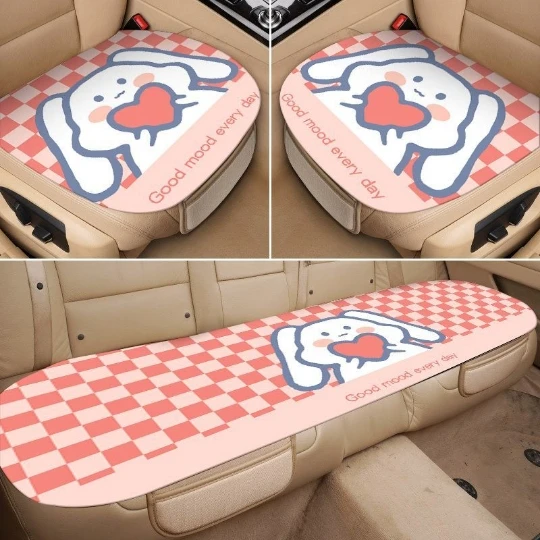 

Розовая Автомобильная подушка, 3 шт., чехол для автомобильного сиденья, передняя и задняя тканевая защита, украшение салона автомобиля, ковр...