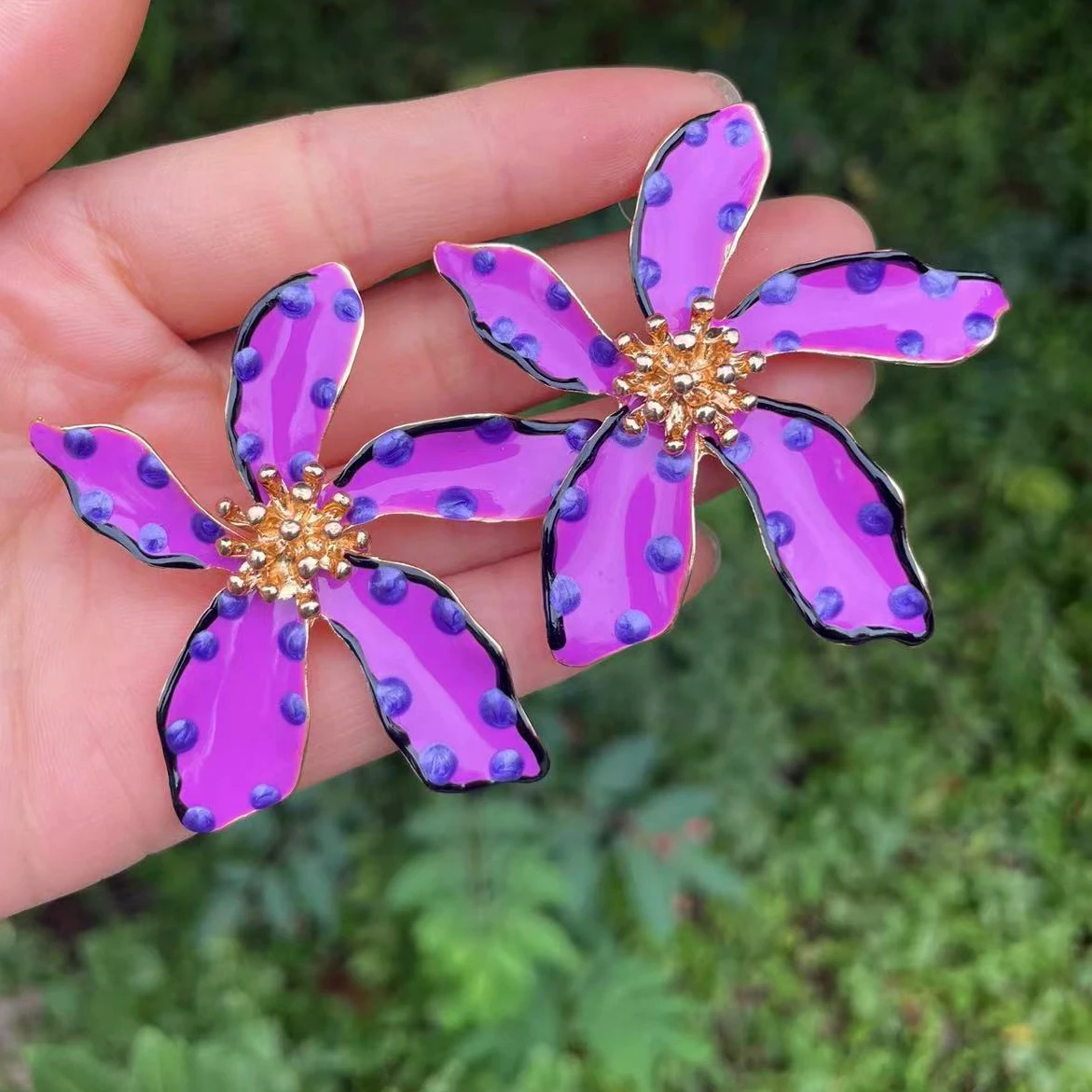 

2023 New Fashion Sweet Big Flower Stud Earrings Unique Design Exquisite For Woman Party Colorful Earrings Gifts