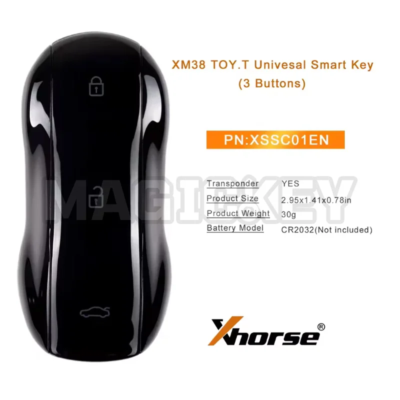 Фото Xhorse VVDI XSSC01EN XM38 TOY.T Универсальный смарт-ключ в стиле суперкара, глянцевый черный цвет, 3 кнопки №2