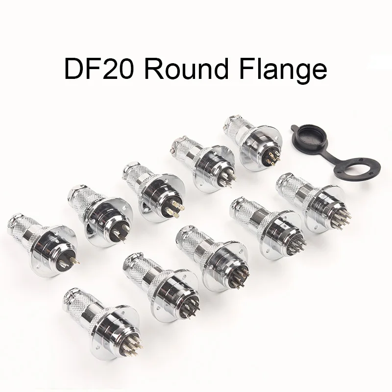 

1 Set GX20 DF20 Circular Electric Flange Aviation Connector M19 2/3/4/5/6/7/8/9/10/12 Pin Male Female Socket Plug With Cover