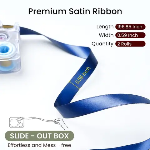 Атласные ленты Phomemo A30/P15 темно-синие с золотым принтом