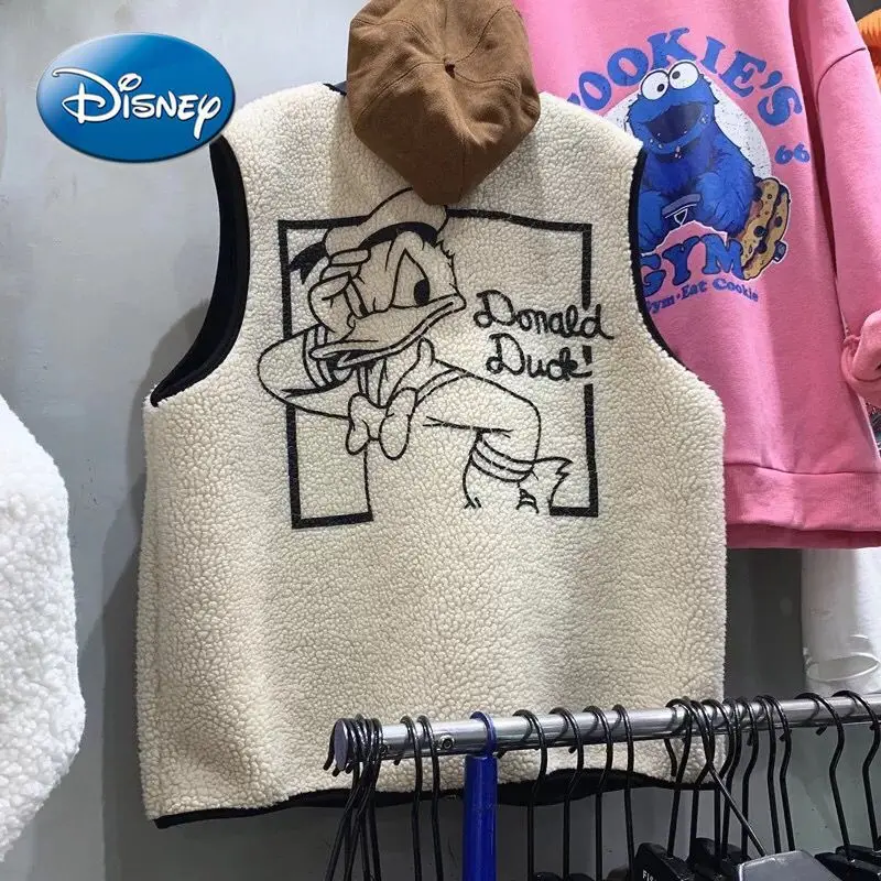 

Disney Donald Duck Girl Thermal Lamb Wool Thicken Thermal Vest Letter Pattern Thermal Jacket