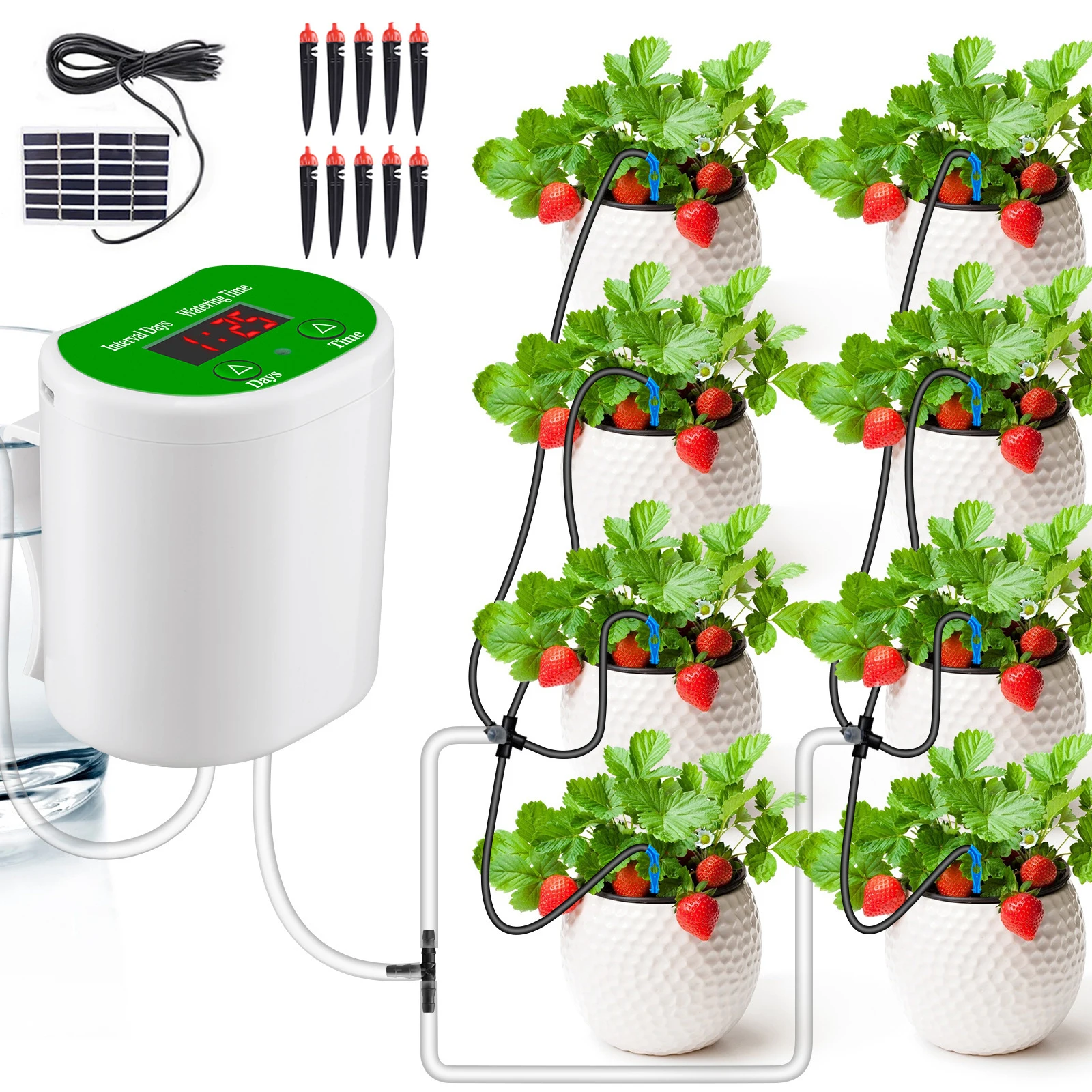 Intelligent Automatic Waterer Device Pump Timer Irrigation System Garden Watering With Solar Energy Charging Potted Plant