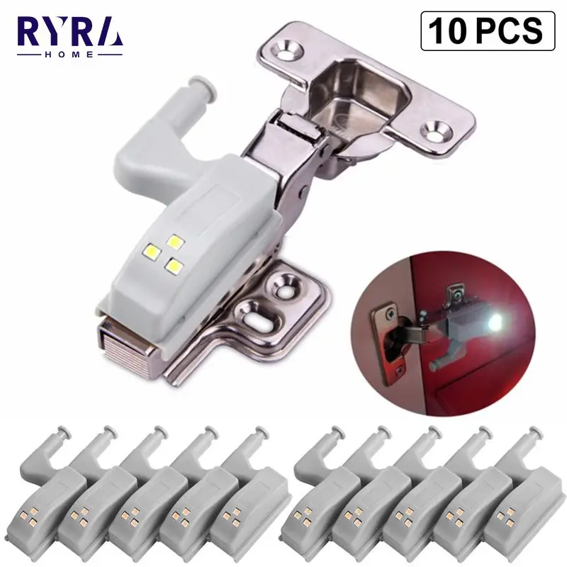 

10Pcs LED Inner Hinge Lamp Under Cabinet Lights Universal Wardrobe Cupboard Sensor Lights Bedroom Kitchen Closet Night Lamp
