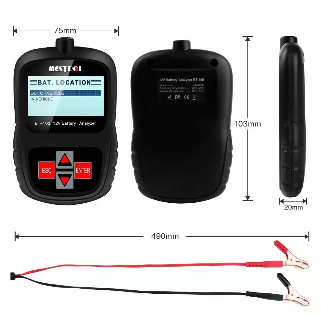 

Automotive 12v Agm Gel Lead Acid Cca Cranking Charging Tester Battery Analyzer BT100 serials Battery Tester