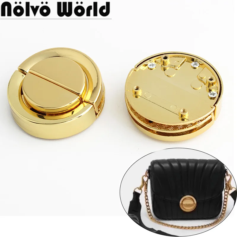 

2-10Sets K Gold Metal Round Press Locks For Bags Handbags Shoulder Purse Clasp Closure Lock DIY Decorative Hardware Accessories