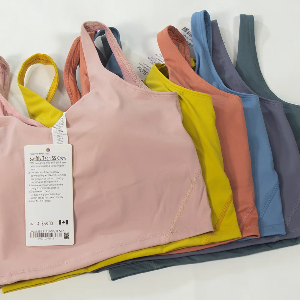 Lulu Fitness Tank Top Women Sports Support Sexy Tight Gym Yoga Vest Buttery Soft Weightless With Removable Chest Pad Custom Logo