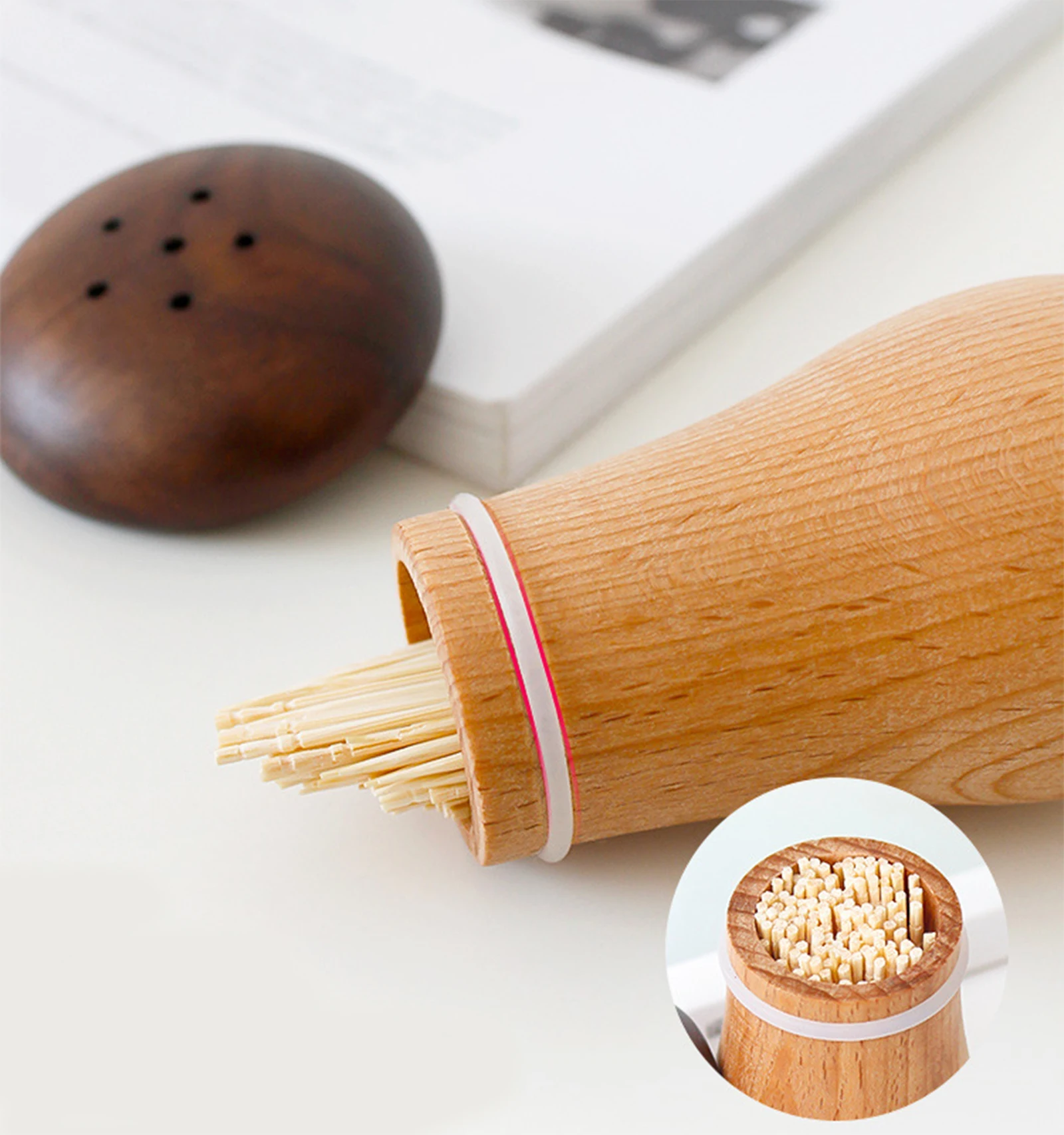 Грибовидный контейнер для зубочисток Искусственный деревянный кухни |