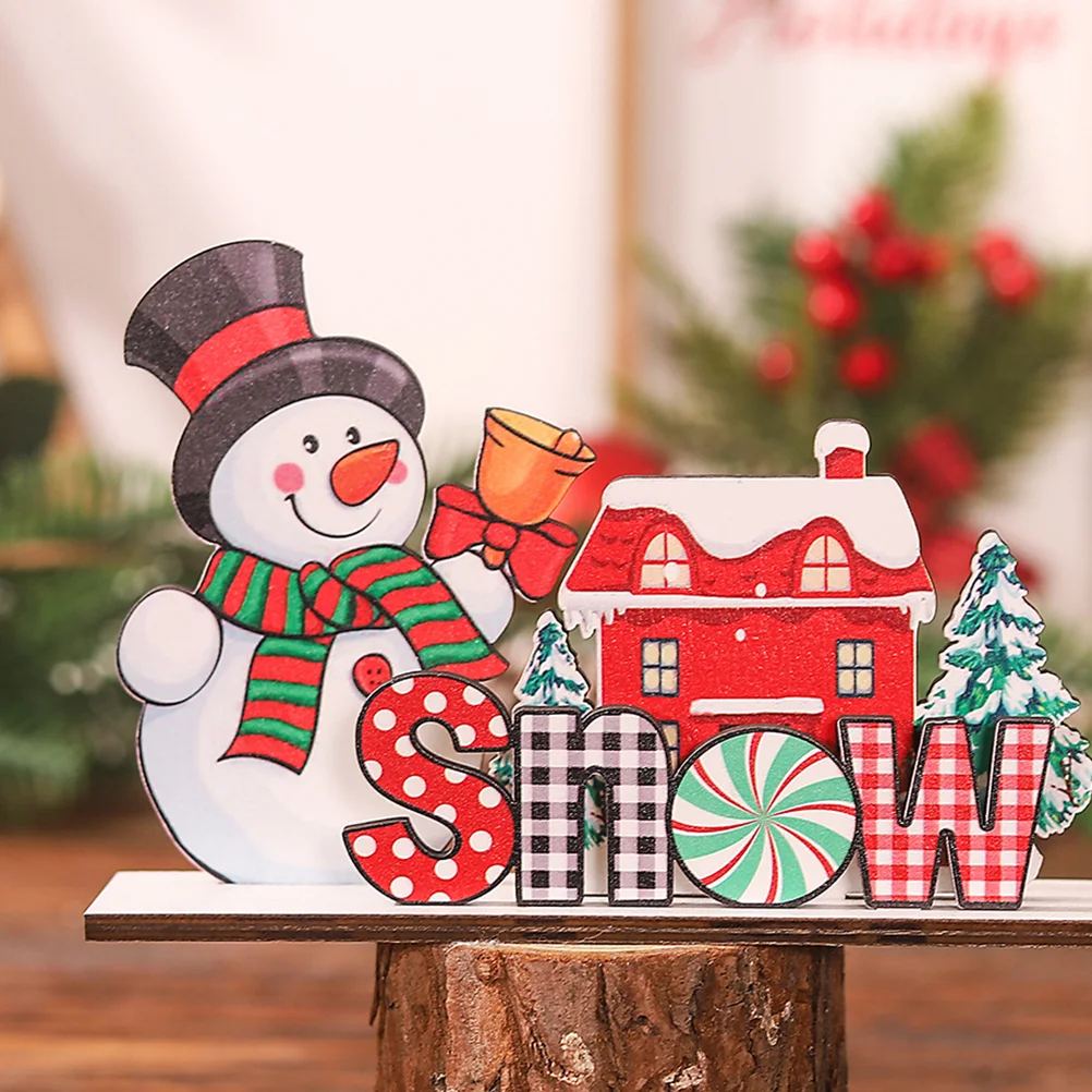 

3 Pcs Christmas Wooden Ornaments Decorations Table Sign Centerpiece Signs Centerpieces Xmas Desktop Party