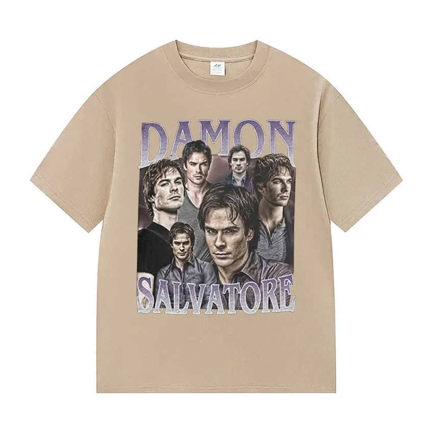 Футболки с рисунком Дэймона Сальваторе 90-х годов сериал Йен Сомерхалдер одежда в