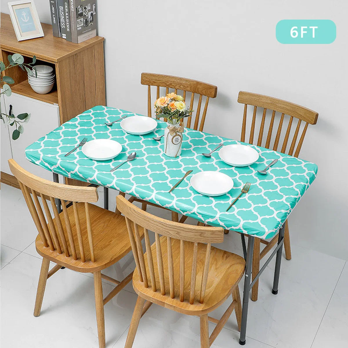 

Outdoor Waterproof Rectangular Tablecloth Oil-proof Elastic Edged Wipeable Table Cover Garden Patio Table Cloth Home Decoration