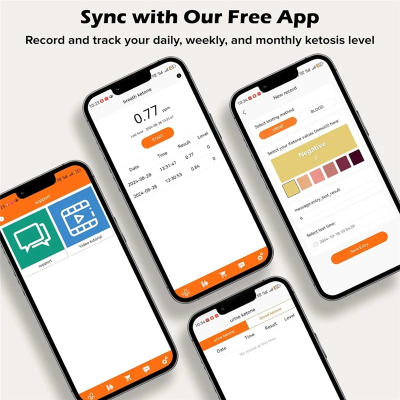 Фото Анализатор дыхания кетонов ABBO для тестера кетогенических диетических кетоз, приложение для свободной синхронизации, быстрое чтение и синхронизация на 3 секунды №1
