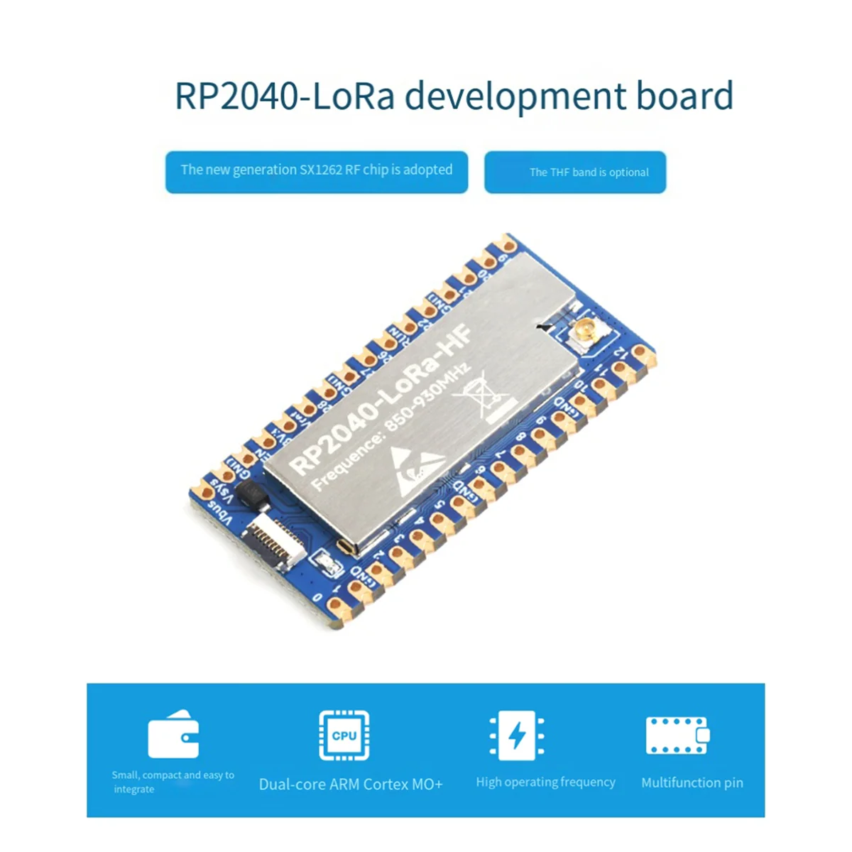 Плата разработки HF RP2040-LoRa + антенна SX1262 850–930 МГц поддерживает GFSK LoRa