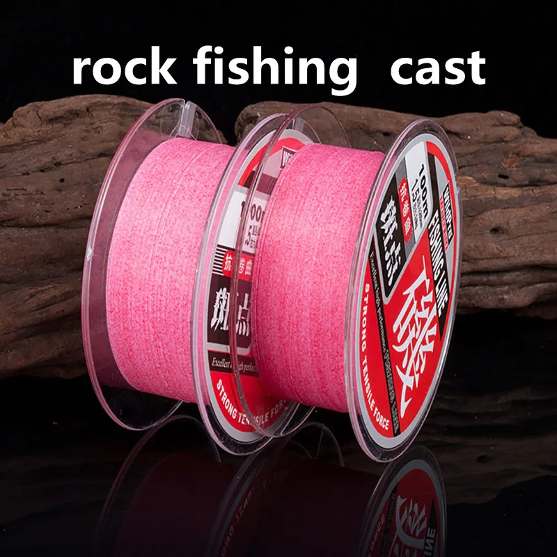 100M Pink Spotted Rock Fishing Line Cast Fishing Wear-resistant Semi-floating Line Fishing Snapper Fishing Equipment