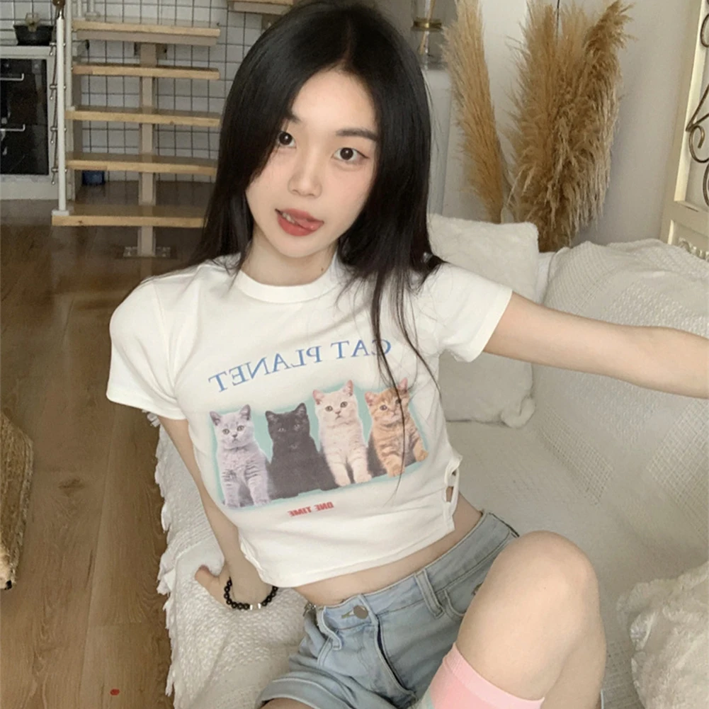 

Fashion Tops For Women Woman T-Shirts Cute Harajuku Japan Short Sleeve Slim Summer Clothes Sweet T-Shirt T-shirts