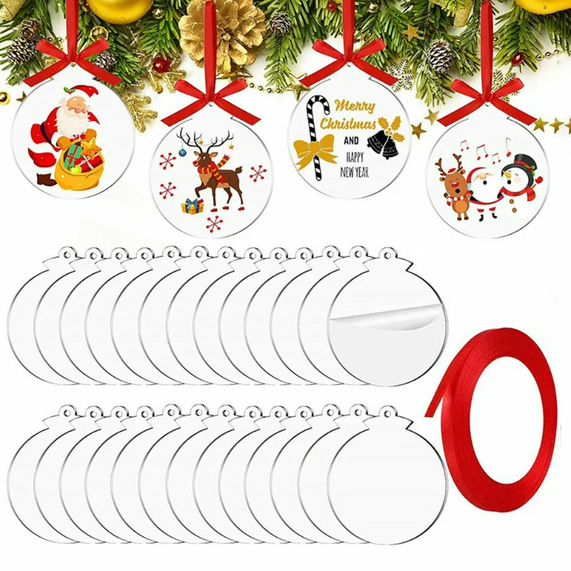 

Прозрачные рождественские акриловые шары, 30 шт., заготовки для поделок своими руками, 7,5 см, круглые украшения для рождественской елки, ярлык Xmars, подвесные украшения