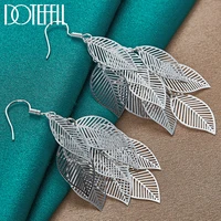 doteffil 925 sterling silver leaves drop earrings for women best gift wedding engagement party jewelry