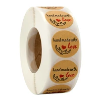 50 500pcs kraft paper love thank you stickers diy handmade baking tags scrapbooking self adhesive label business gift packaging