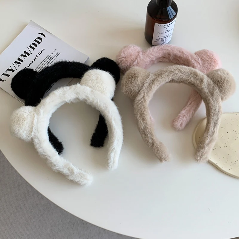 

Cartoon Bear Ears Hairband Hair Accessories Furry Faux Fur Hair Hoop Plush Animal Ear Headband Warm 1PC Soft DIY Super Cute