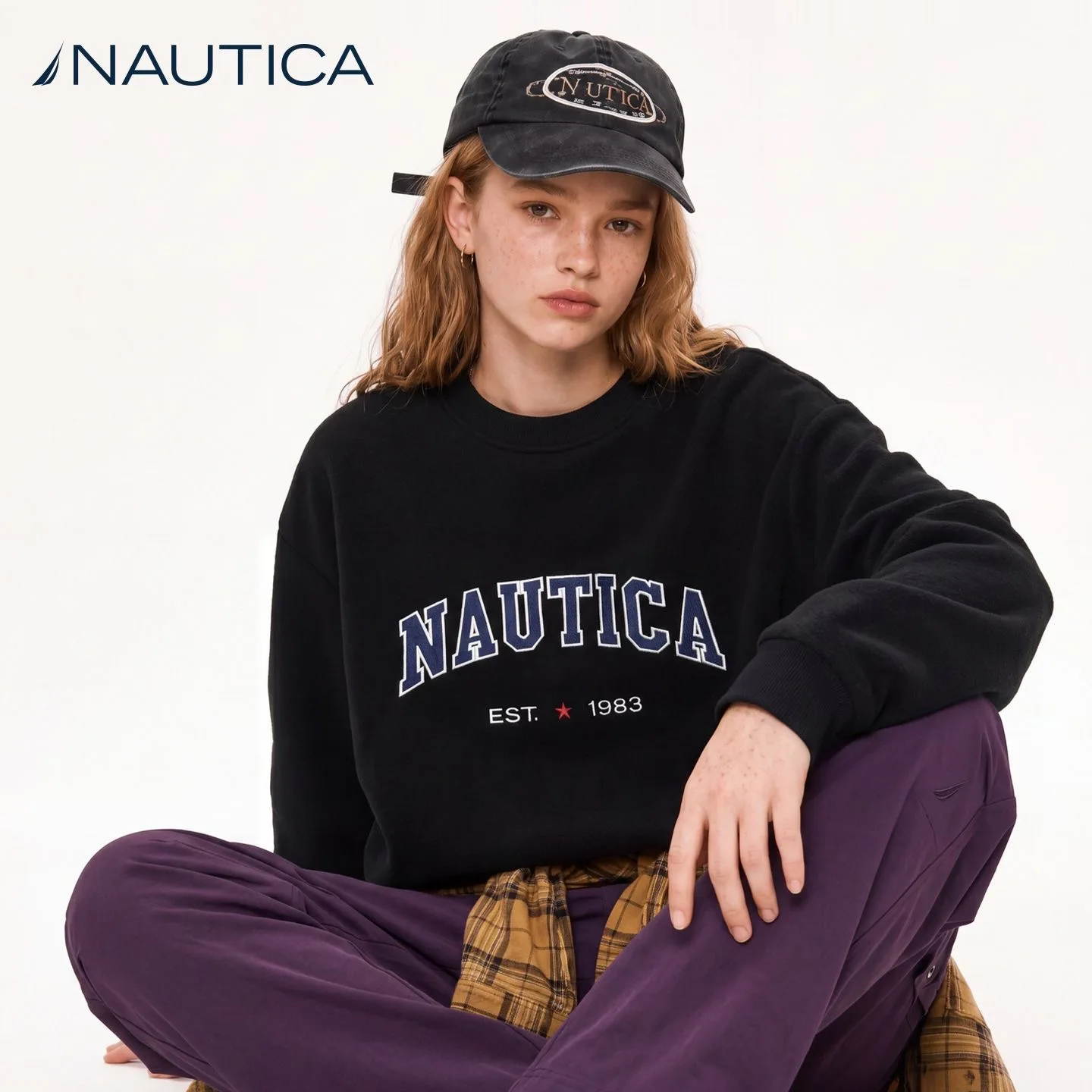 Фото Модная толстовка Nautica с принтом 1983 года в европейском и американском стиле, хит продаж весны и осени, свободного кроя, для пар, повседневная. №5