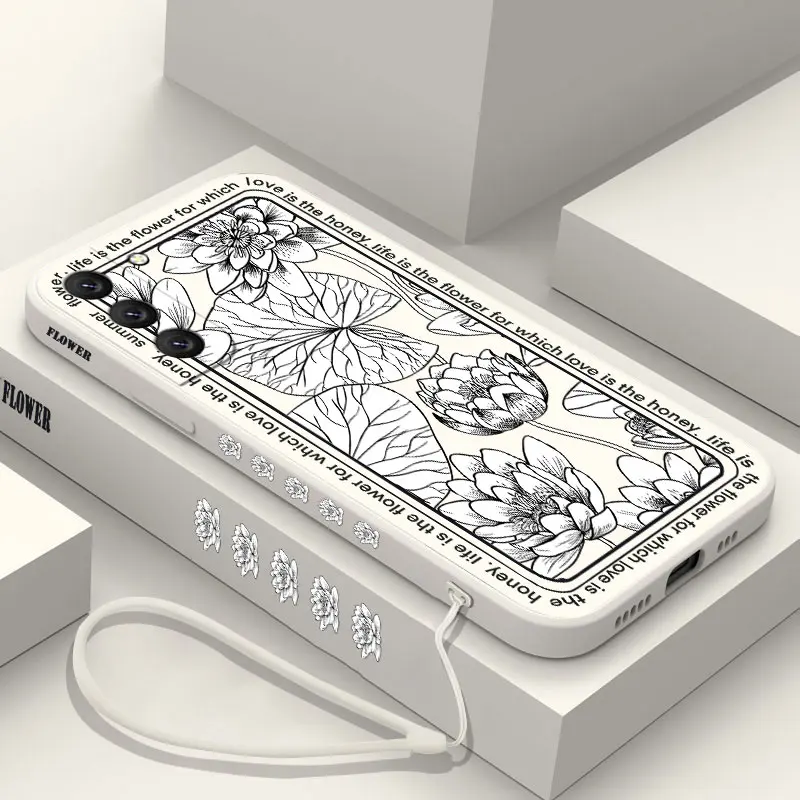 

French Retro Lotus Phone Case For Samsung Galaxy S23 S22 S21 S20 Ultra Plus FE S10 S9 S10E Note 20 ultra 10 9 Plus Cover