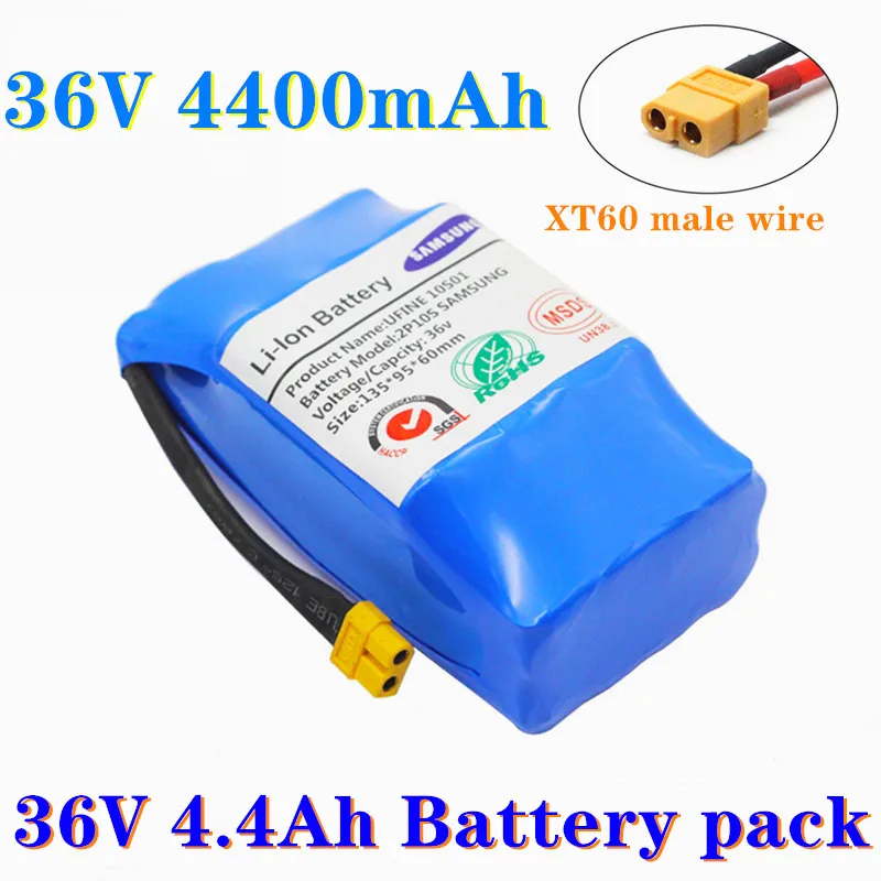 

10S2P 36V Battery pack 4400mAh 4.4Ah Rechargeable Lithium ion battery for Electric self balancing Scooter HoverBoard unicycle