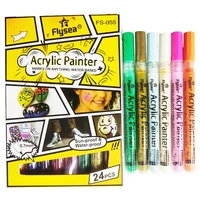 24 color 0 7mm acrylic paint art marker pen set for card ceramic rock stone mug glass fabric clothes drawing kids graffiti gifts