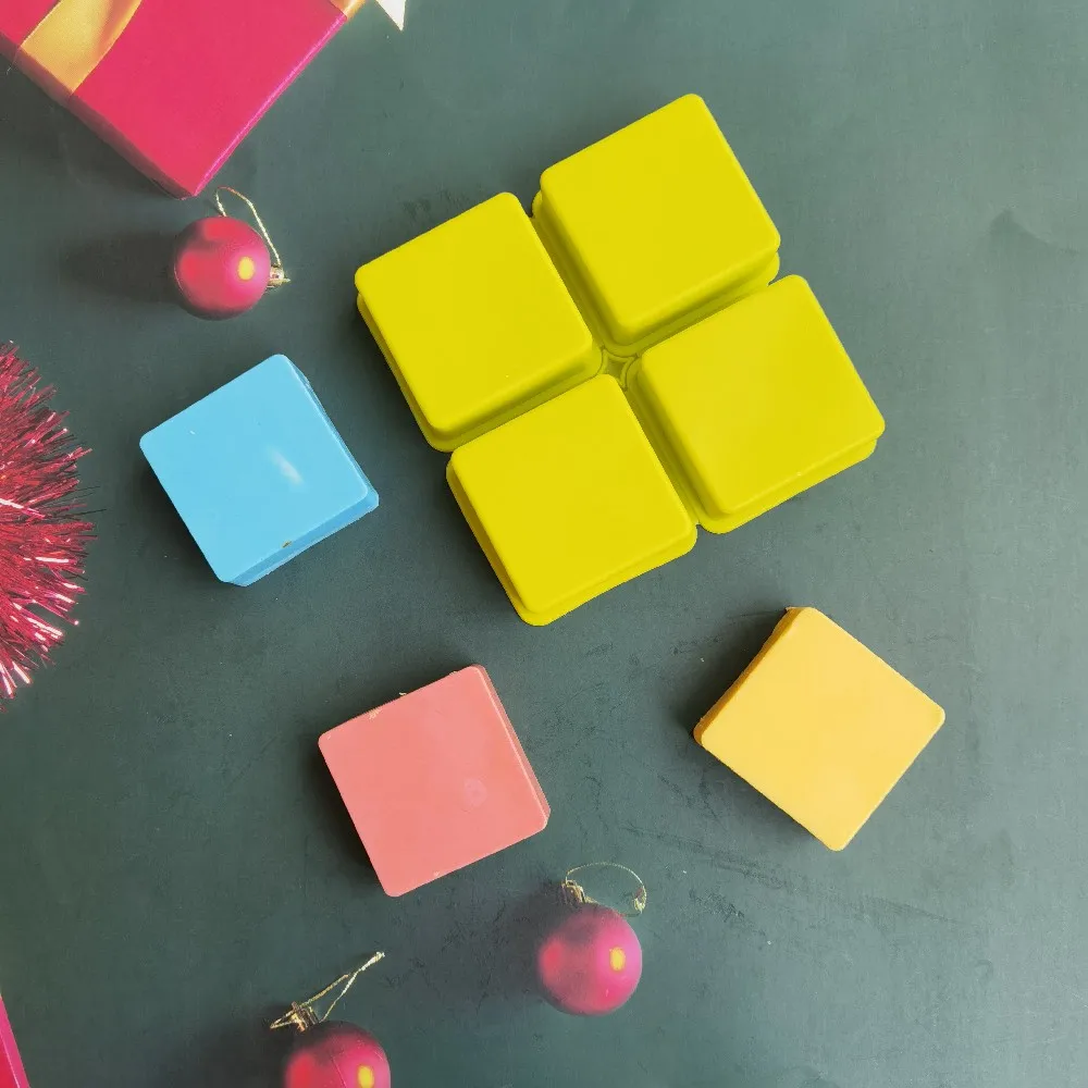 

4 Cavities Square Silicone Cake Mold Diy Handmade Silicone Candle Mold Rectangular 100ml Hand Soap Mold Home Demomation Gifts