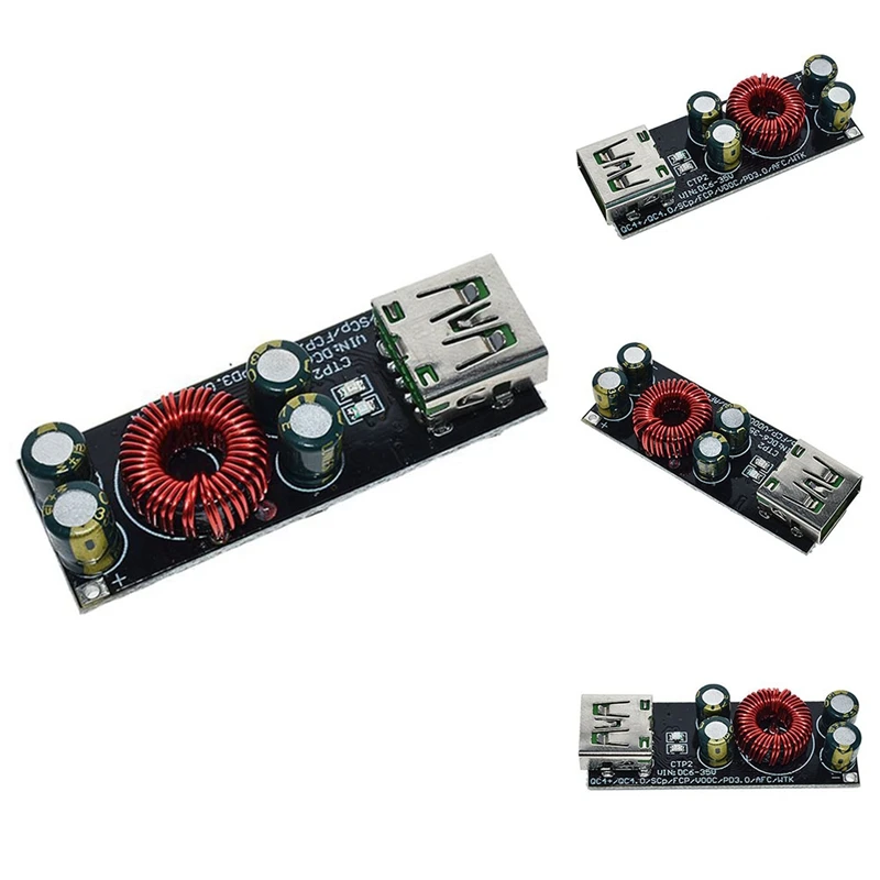 

Адаптер быстрой зарядки QC4.0 QC3.0 USB Type-C, понижающий модуль повышения мощности 6 -35 В для Huawei SCP/FCP Apple