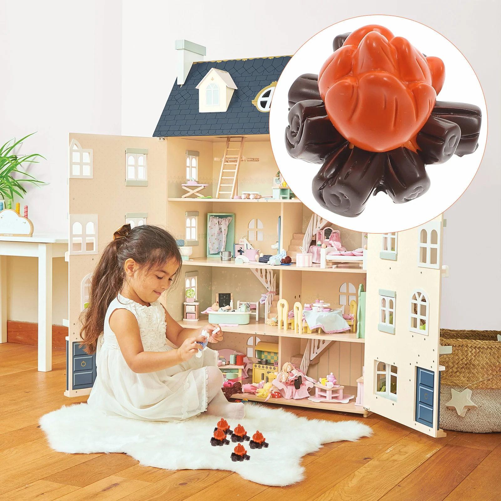 

10 Pcs Fire Ornaments Micro Model Miniature Decoration Toys Bonfire Campfire Pots Fake Landscaping Camping Resin