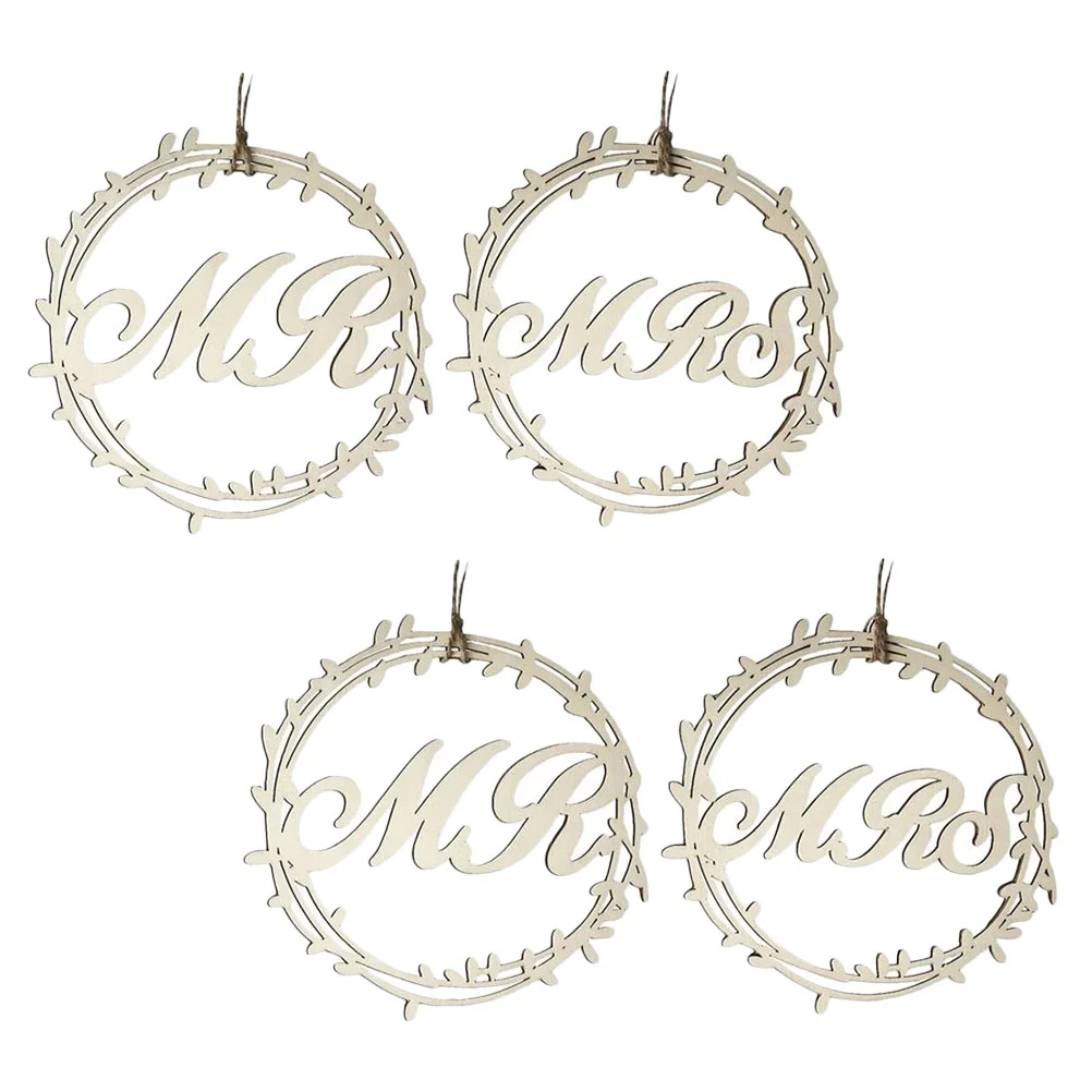 

4PCS Mrs Wedding Ceremony Chair Pendant Chic Wedding Chair Hanging Ornament