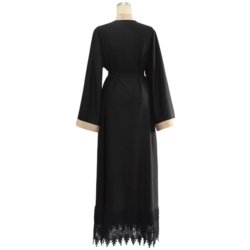 New Pakistan Saudi Women's Dress Cardigan Robe Lace Tunic Islamic Muslim Fashion Tunique Femme Musulman Turkey Store