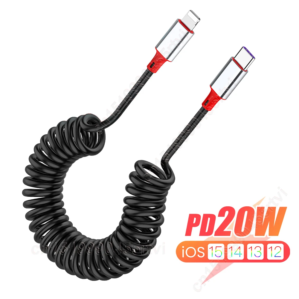 

Кабель USB Type C для iPhone 13 Pro Max PD, Втягивающийся кабель для быстрой зарядки, 20 Вт, для iPhone 12 Pro Max