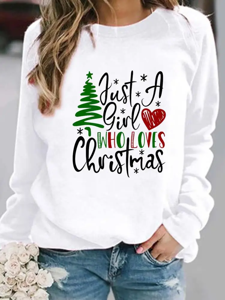 

Love Heart Letter 90s Merry Christmas Fashion Festival Casual Female Pullovers Women Hoodies Print Woman Graphic Sweatshirts