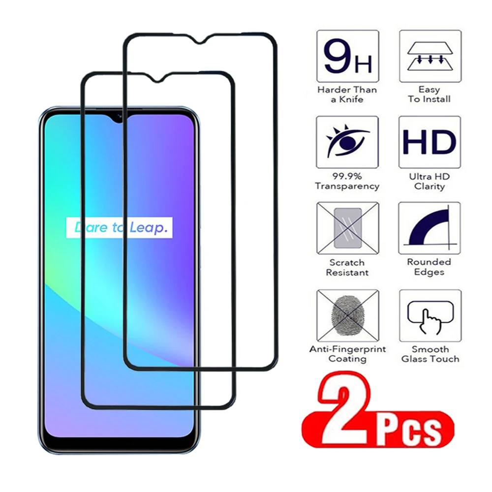 2 шт. полное стекло для Realme C51 C53 C55 C30 C31 C33 C35 C20 C21 C25 Защитная пленка экрана C25s C30s из