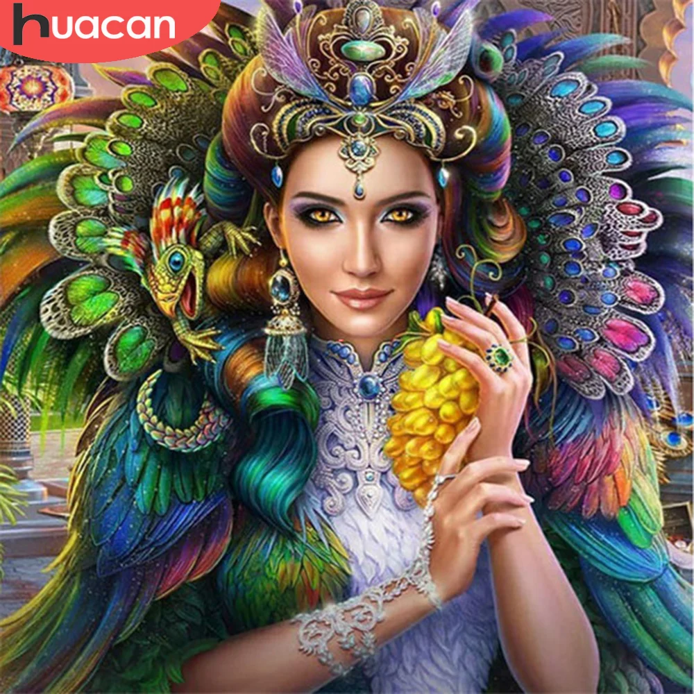 

Хуакан вышивка Алмазная картина женщина полная дрель ручная картина Стразы Алмазная мозаика-Павлин портрет домашний декор