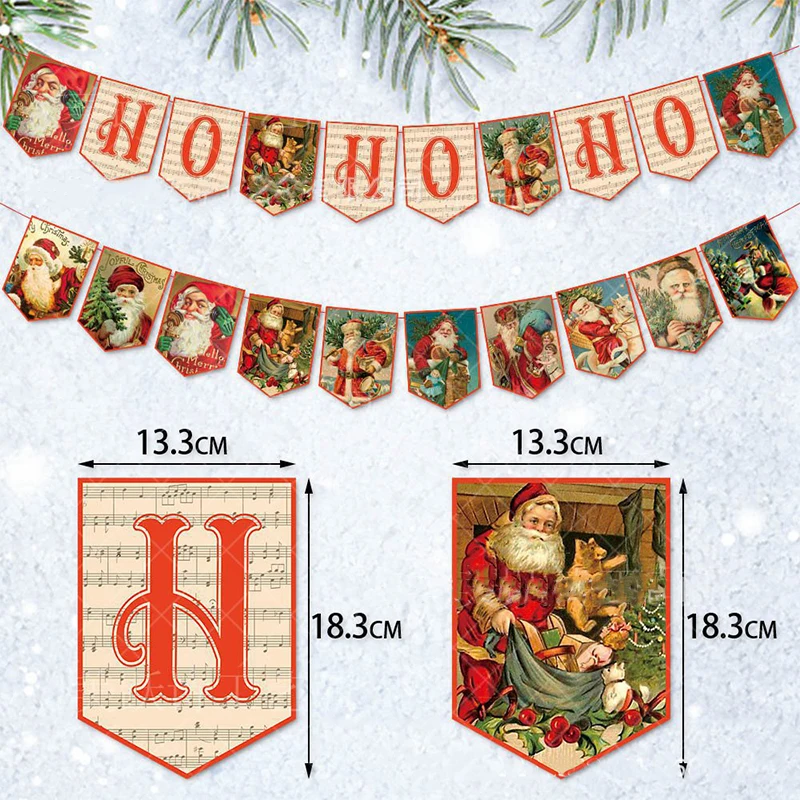 

Christmas Party Decoration Banner Hohoho Santa Claus Banner Merry Christmas Feliz Navidad 2024 Noel Party Scene Layout Props