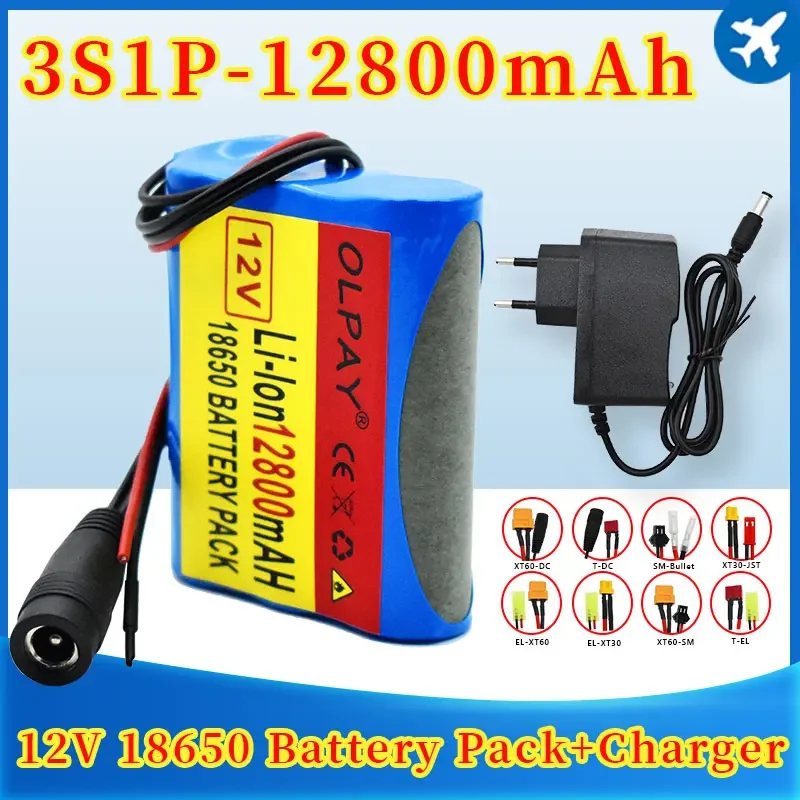 

Batterie Au Lithium Rechargeable 12 V 100% MAh 3S1P, 12800, Panneau De Protection, Chargeur 1a, Nouveau, 18650