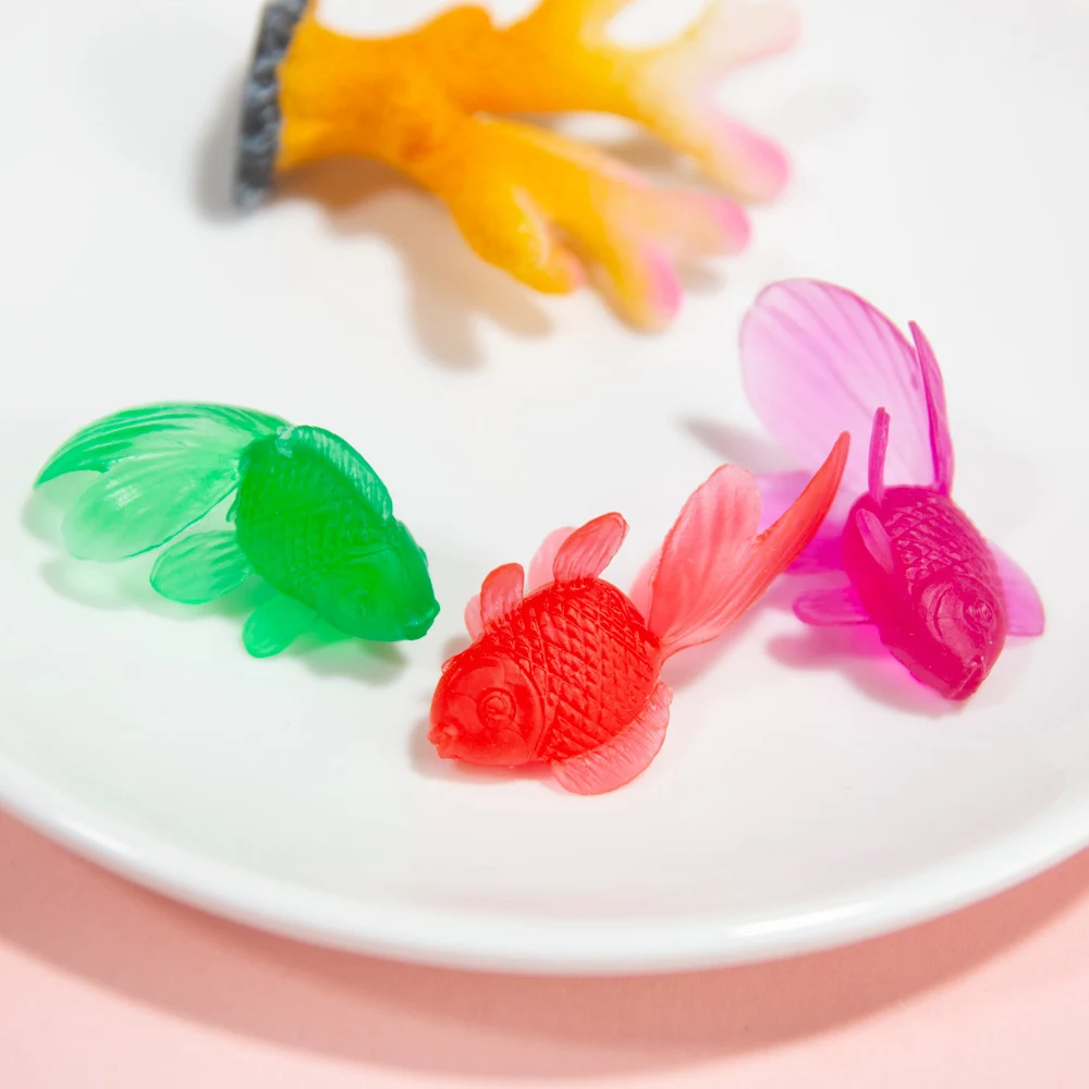 10pcs Simulation Goldfish Baby Bath Toys Soft Rubber Fish Kids Toys Water Play Beach Toy Educational Learning Toys for Children