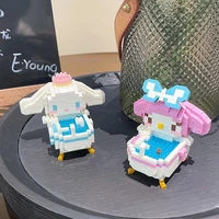creative bathtub cinnamoroll kuromi melody hello kitty puzzle building blocks toy assembled small particles compatible lego