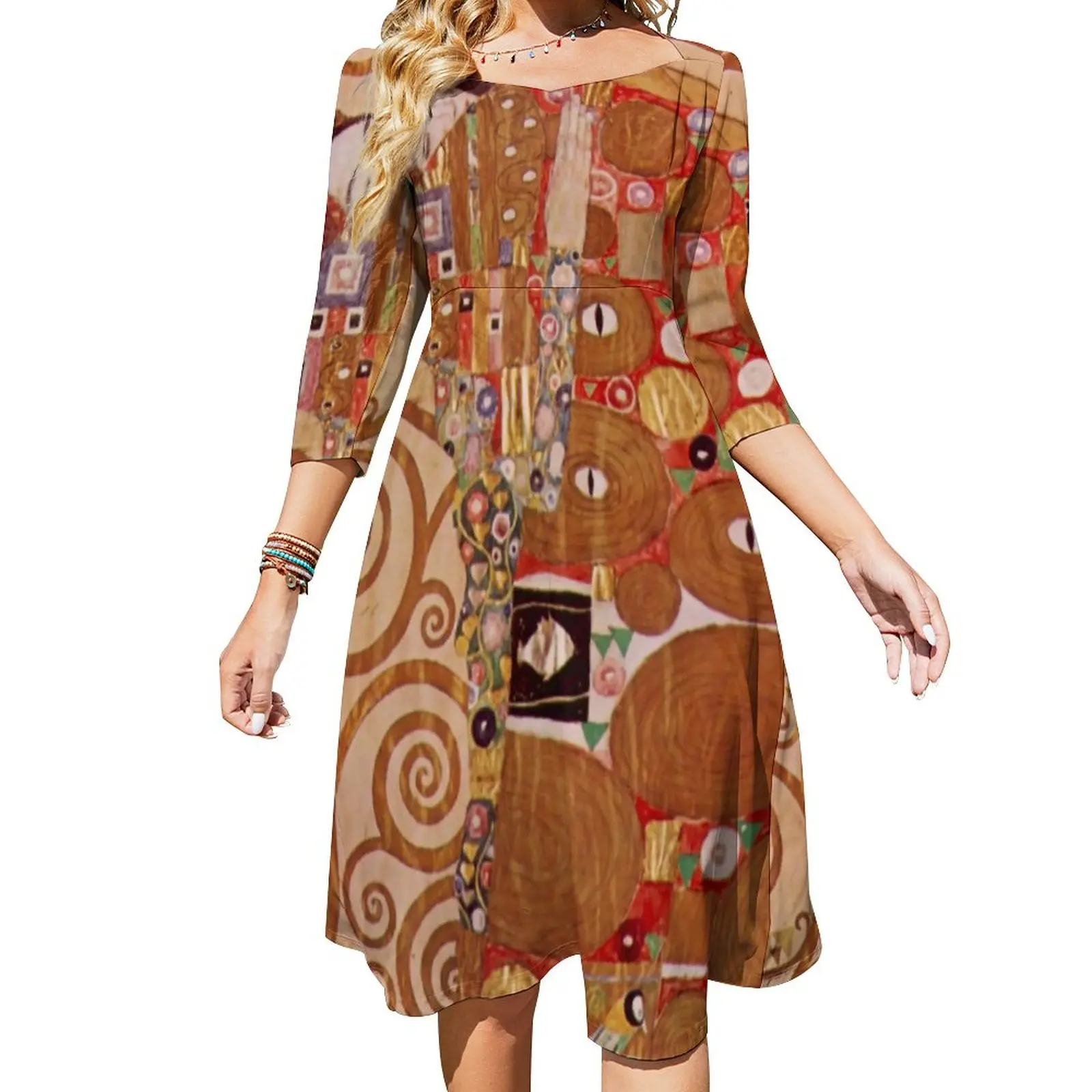 

Женское летнее платье Gustav Klimt, винтажное пляжное платье с художественным принтом, Повседневное платье большого размера, идея для подарка