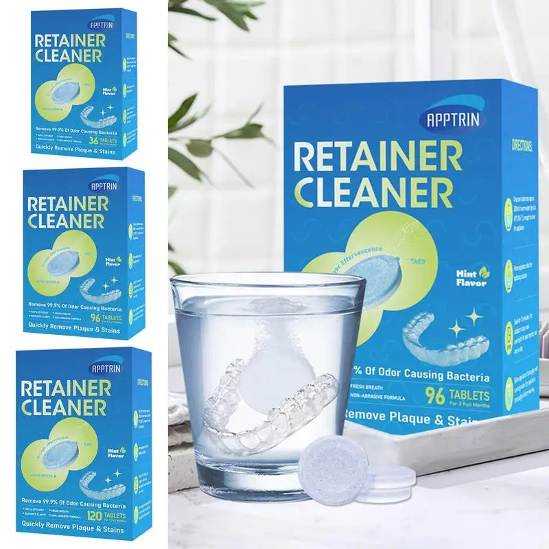 

Retainer Cleaning Tablets Aligner Cleaner Tablets With Natural Mint Retainer Cleaners For Remove Odors Discoloration Stains
