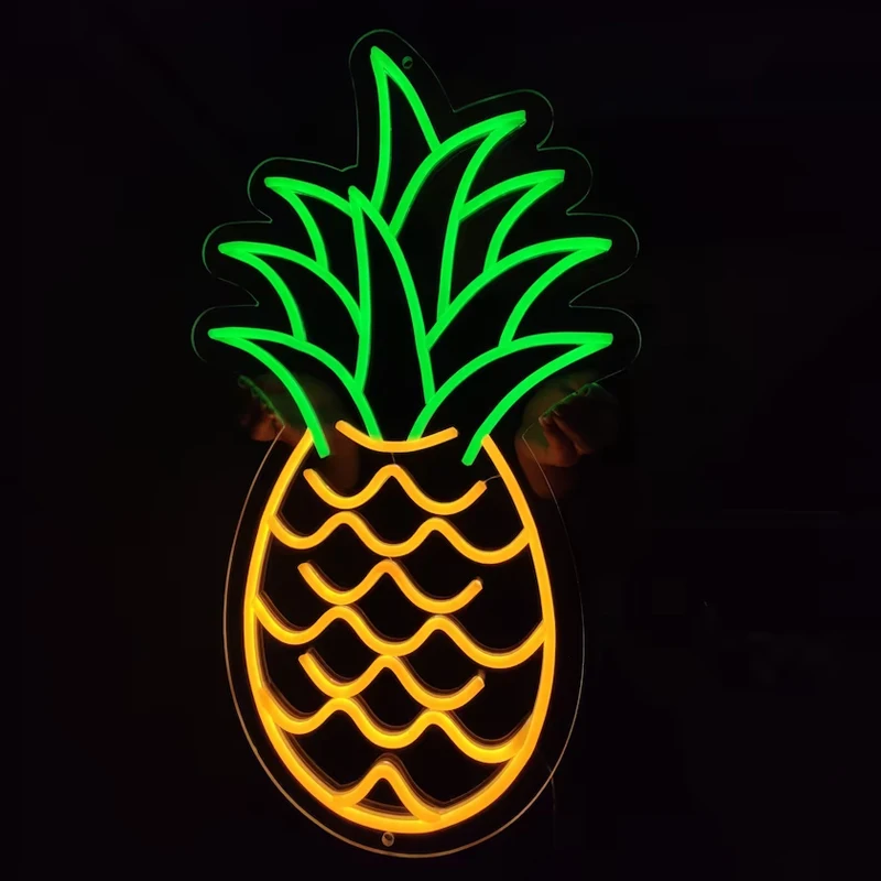 Pineapple neon sign, ananas light sign, custom fruit led light sign for home decor, bar decor, salon decor