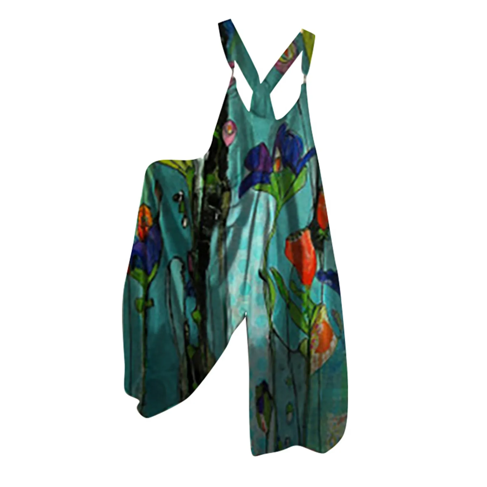 Женский Повседневный Комбинезон С Принтом И Бретелями Широкие Брюки-карго Со