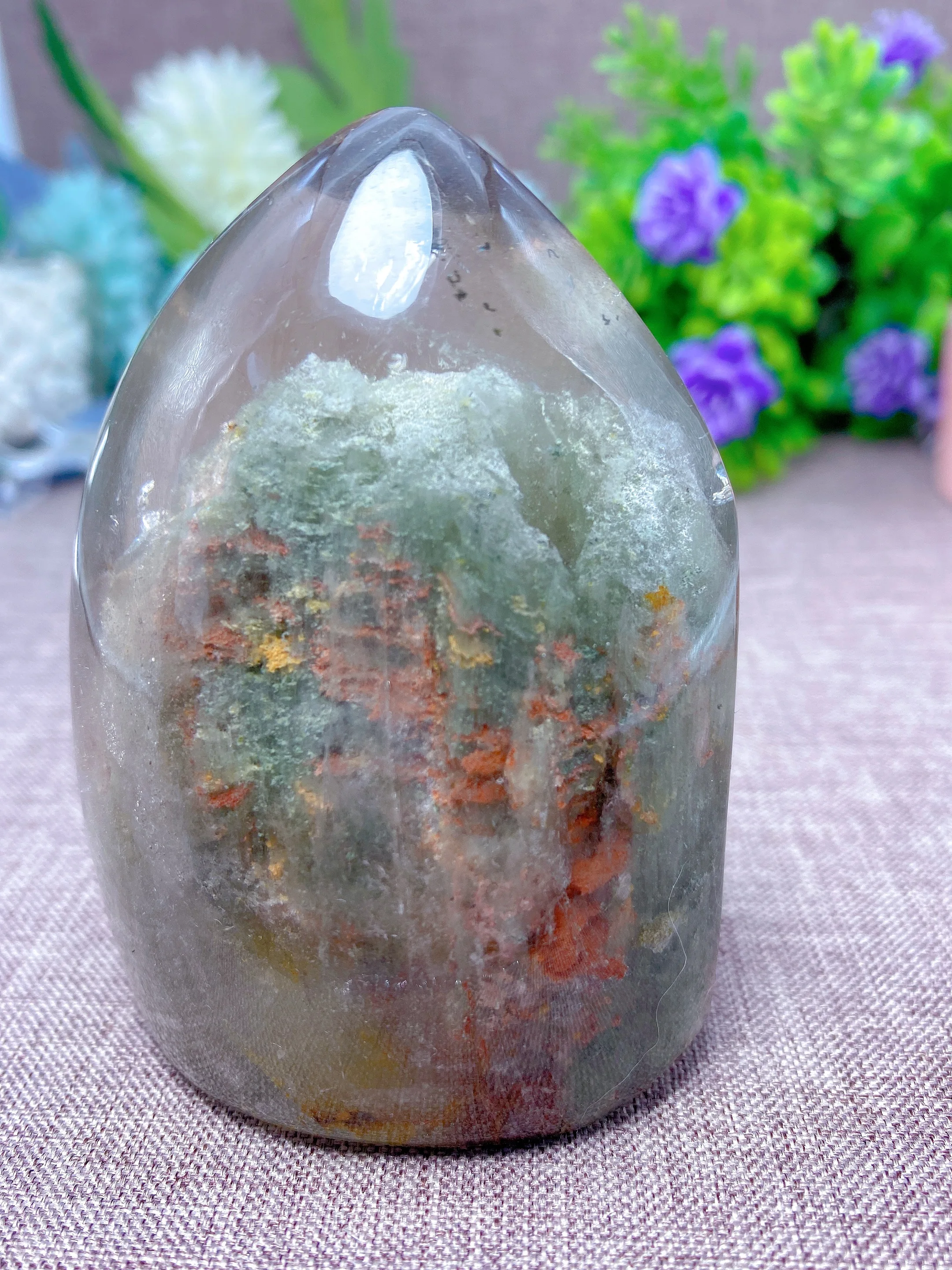 Природный кристалл садовый кварц без фантомов форма RainbowHome украшение минералы