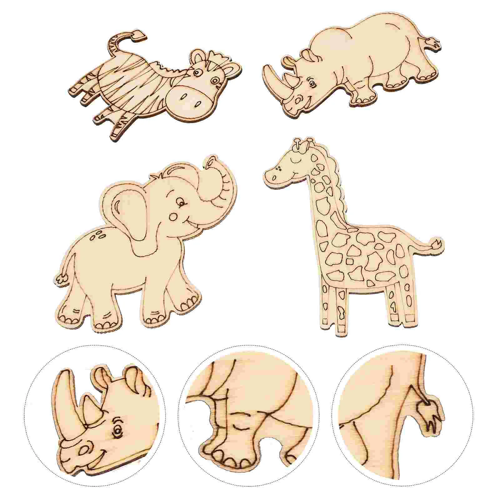 

Wood Cutouts Animal Wooden Unfinished Shapes Crafts Hanging Blank Ornaments Festival Embellishment Giraffe Elephant Forest
