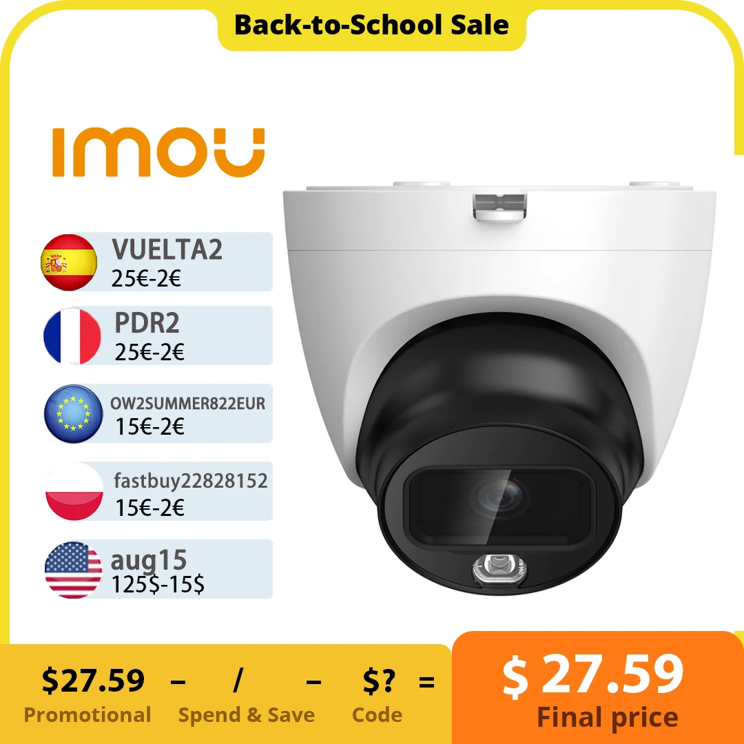 Dahua imou HAC-TB21F 5MP HDCVI Dome Camera Video Recorder Surveillance Night Vision Indoor Camera