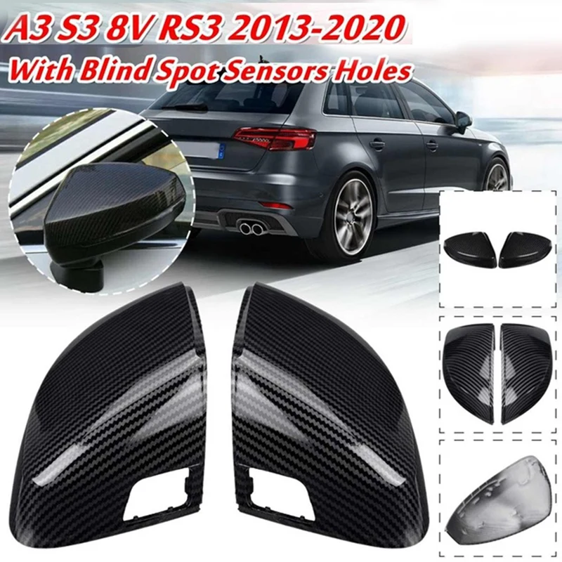 

Для-A3 S3 8V RS3 2013-2020 крышки боковых крыльев зеркала заднего вида внешний корпус заднего вида углеродный черный 8V0857527D 8V0857528D