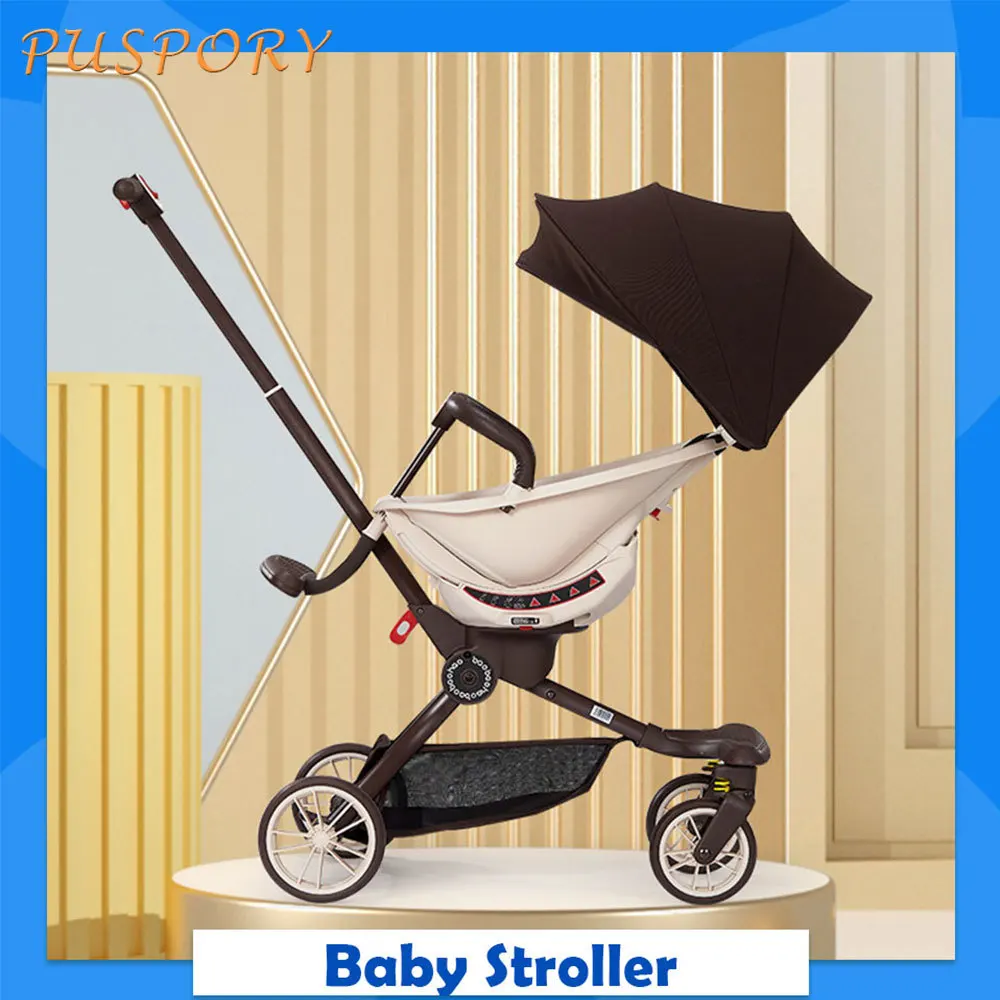 With Shed Reversing Reclining Cushion Walking Baby Baby Stroller Baby Stroller Folding Lightweight Twoway Portable Baby Stroller