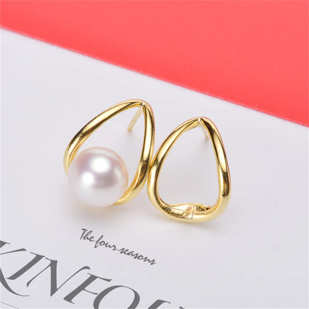 

DIY pearl earrings accessories S925 sterling silver jewelry minimalist earrings for women's empty fit 7-9mm beads